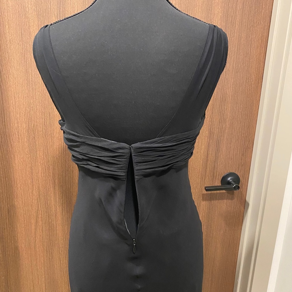 JONES NEW YORK Vtg 90s Silk Midi Maxi Dress 8 Black Tie Whimsigoth Fairy - Picture 11 of 16